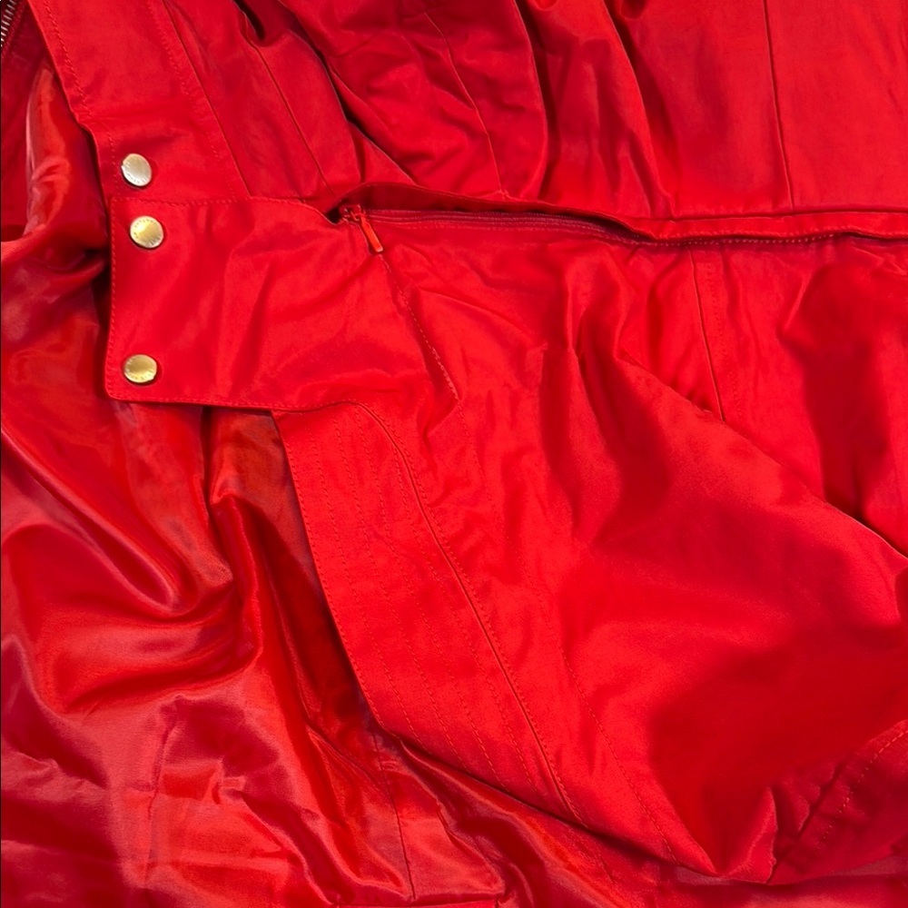 Cole Haan Red Rain Jacket Hip-Length with Removable Hood - Picture 9 of 14